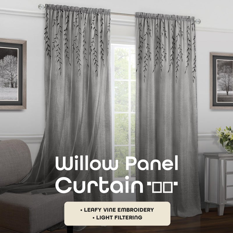 ACHIM Light Filtering Rod Pocket Panel Window Curtain - 84 Inch Length, 42 Inch Width - Grey - Room Darkening & Machine Washable Soft Polyester Drapes for Bedroom Living & Dining Room Home Decor - Image 2